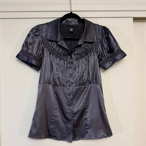 Apostrophe Blue Gray Satin Top